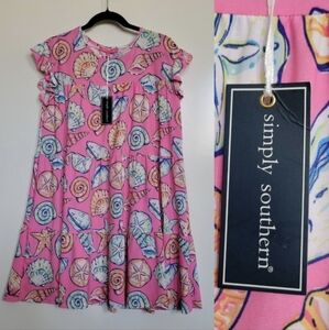 NEW S SIMPLY SOUTHERN SHELL LILLY SHELLS BEACH PINK TRAVEL DRESS SMAL NWT